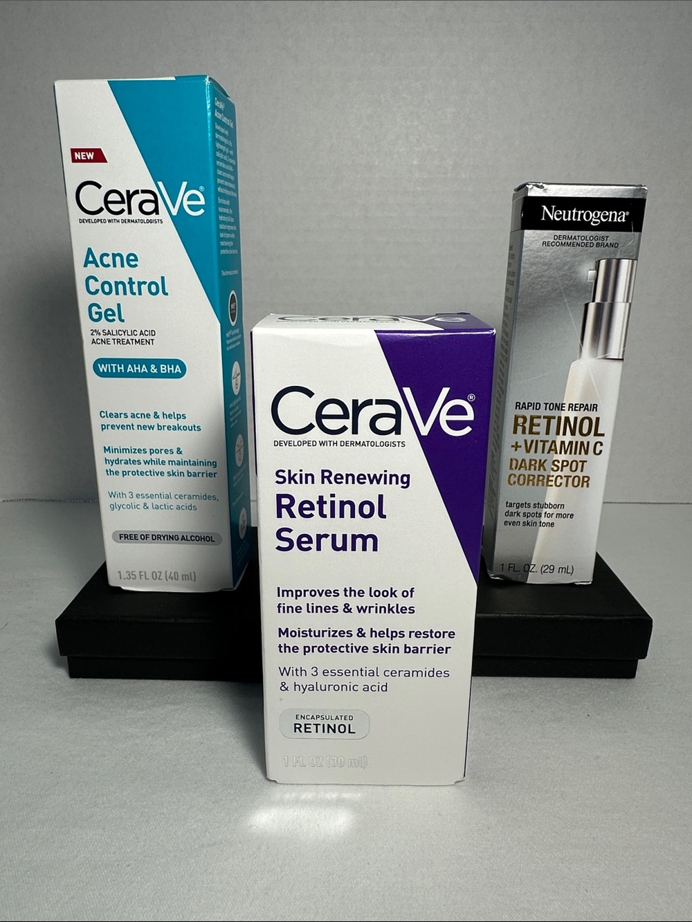 Lot of 1 CeraVe Retinol Serum, 1-CeraVe Acne Control Gel, 1-Neutrogen Retinol VC